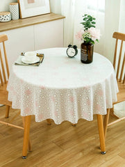 Hooux Round Tablecloth PVC Plastic Waterproof Oil-proof Table Cover Floral Printed Home Kitchen Dining Tablecloth Table Decor Supplies