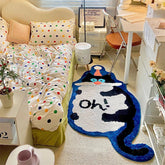Hooux Cartoon Bedroom Children's Room Flocking Carpet Cute Cat Mirror Front Blanket Living Room Non-Slip Sofa Coffee Table Foot Mat