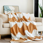 Hooux Nordic Style Half-side Velvet Knitted Sofa Blanket Modern Simple Wave Shape Air Conditioning Shawl Cover Blanket