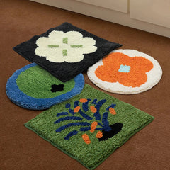 Hooux Tufting Seat Mat Soft Round Square Floral Splash Firework Floor Chair Sofa Cushion Pad Home Office Chic Cozy Decor 40x40cm