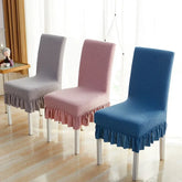 Hooux Modern Minimalist Fully Enclosed Chair Cover Rugged Lace Soft Seat Cunshion Solid Color Anti Slip Elastic