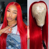 Hooux Dark Red Wig Silky Straight Synthetic Lace Front Wig Natural Long Burgundy Colored Hair 13X4 Lace Frontal Wigs for Women Party