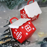 Hooux 10pcs Christmas Candy Box Bags Santa Claus Gift Box DIY Cookie Packaging Bag Merry Christmas Party Decoration New Year Kids Gift