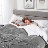 Hooux Sherpa Fleece Throw Blanket for Couch - Thick and Warm Blankets for All Seasons Soft and Fuzzy Throw Blanket for Sofa Grey