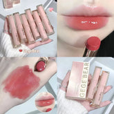 Hooux 6 Colors Silky Glossy Lipstick Gege Bear Pump Lips Moisture Water Bomb Comfortable Ultra Sheen Non-Stick Cup Lip Balm Makeup