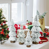 Hooux Mini Christmas Tree Ornaments Snow Pine Tree Christmas Decorations for Home Desktop Xmas Navidad New Year Gift DIY Crafts