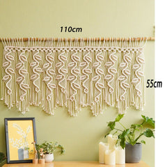 Hooux Handwoven Macrame Tapestry Curtain Windown Haing Curtain Tapestry Boho Style Room Decoration Home Background