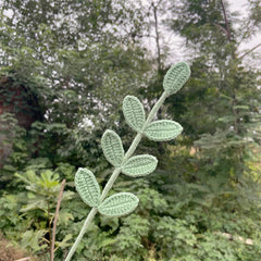 Hooux DIY New Knitted Eucalyptus Leaves Bouquet Artificial Homemade Crochet Fake Plants Flower Christmas Wedding Party Table Decorations