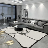 Hooux French Light Luxury Carpets Irregular Living Room Decoration Carpet Black White Minimalist Bedroom Rugs Sofa Coffee Table Rug IG