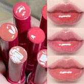 Hooux Tinted Moisturizing Lipstick Waterproof Mirror Jelly Cherry Red Lip Glaze Lasting Non-Stick Cup Clear Solid Lip Gloss Cosmetics