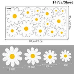 Hooux White Daisy Flower Wall Stickers Kids Room Living Room DIY Art Decas Baby Nursery Home Decoration PVC Window Sticker