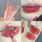 Hooux Cherry Pink Lip Plumper Gloss Crystal Jelly Oil Lip Tint Korean Long-lasting Waterproof Lipstick Lips Plumper Liquid Lipstick