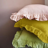 Hooux 100% Linen Ruffle Pillowcases,Soft and Comfortable Cushion Cover,Home Decor Sofa Pillows,Living Room Couch Ornament
