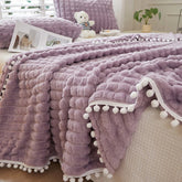 Hooux Coral Fleece Blankets Solid Color Thow Blanket for Beds Flannel Fleece Plaids for Sofa Warm Soft Blankets for Winter