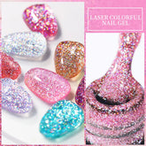 Hooux 7ml Glitter Gel Nail Polish Semi Permanent Sequins Soak Off UV Gel Colorful DIY Nail Art Polish Varnishes