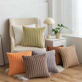 Hooux 1pc Faux Rabbit Fur Cushion Cover Striped 30x50 45x45 50x50cm Super Soft Decorative Sofa Pillow Cover Livingroom Pillowcase
