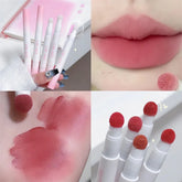Hooux Matte Lip Mud Air Cushion Lips Cream Brick Red Lip Glaze Powder Lipstick Pen Non-Stick Cup Female Lip Tint Korean Makeup