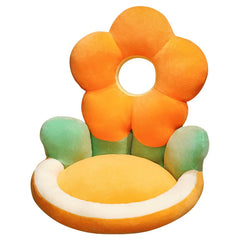 Hooux Cartoon seat cushion semi-enclosed backrest butt cushion office chair seat cushion waist protector flower futon floor cushion