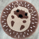 Hooux Cute Hedgehog Brown Rug Digital Printing Technology Simple Housewarming Gift Handmade Non-Slip Decorative Carpet