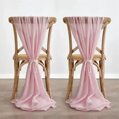 Hooux 10pcs Chiffon Chair Sashes 30X270cm Bow Tie Ribbon Knot Cover Seat Back Belt Hotel Banquet Country Wedding Party Event Decor