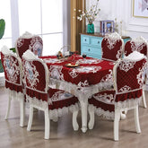 Hooux Flower Style Chair Covers Rectangle Coffee Table Dining Chair Cushion Tablecloths Luxury Red Embroidered Hemming Table Cover