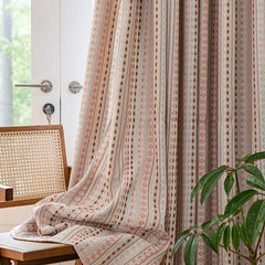 Hooux Retro Living Room Home Decoration Curtains Creative Striped Jacquard Study Curtains Woven Bedroom Blackout Curtain Штора