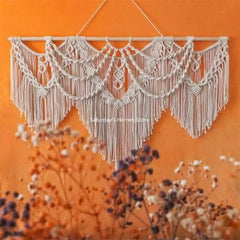 Hooux Large Macrame Tapestry Handwoven Bohemian Tapestry Wall Hanging Boho Decor Living Room Bedroom Background Decoration