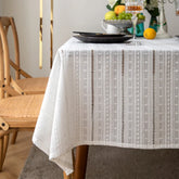 Hooux White Hollow Lace Tablecloth Simplehem Pastoral Cotton and Linen Rectangle Household Table Cloth Round Coffee lilac Table cover