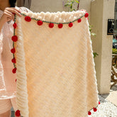 Hooux 1pc Round Blanket with Rose Flower Coral Fleece Warm Thow Blanket Home Decorative Solid Color Manta Plaids Sofa Gift