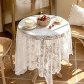 Hooux 2025 new lace tablecloth white retro round table square tablecloth coffee table household French cover