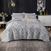 Hooux 100% Cotton Handmade Geometric Grey 3pcs Printed Quilted Quilt Pillowcase Free Shipping