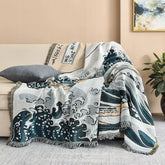 Hooux Textile City Japanese Simple Style Wave Home Cloth Sofa Blanket Dust Cover Jumbo Size Double Sofa Cushion Camping Picnic Cloth