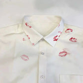 Hooux Men Shirt Lip Print Women T Shirt Fashion Lipstick Long Sleeve Blouses Korean Popular Brand Minimalist Harajuku Clothing