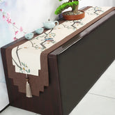 Hooux Chinese Style TV Cabinet Cover Cloth New Multiple Options Embroidery Tassel Bedside Towel Wedding Table Decoration Table Runner