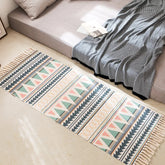 Hooux Luxurious Bohemian style cotton linen soft carpet handmade tassel carpet living room bedside mat