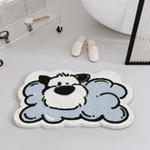 Hooux Cartoon Puppy Living Room Sofa Carpets Cute Soft Girly Children's Bedroom Bedside Carpet Blue Plush Cloakroom Coffee Table Rugs