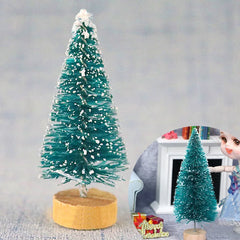 Hooux 12Pcs Mini Christmas Tree Ornament Small Artificial Pine Sisal Snow Landscape Xmas Trees Christmas Tabletop Navidad Decor Gifts