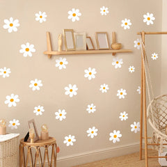 Hooux White Daisy Flower Wall Stickers Kids Room Living Room DIY Art Decas Baby Nursery Home Decoration PVC Window Sticker