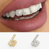 Hip Hop Single Vertical Bar Zircon Teeth Grillz Y2K Vintage CZ Stone Tooth Caps For Women Men Jewelry Dental Grills