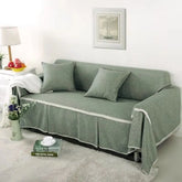 Hooux 1/2/3/4-seater Sofa Cover for Living Room Solid Color Lace Edge Sofa Towel All-inclusive Dust Couch Cover Solid Slipcover