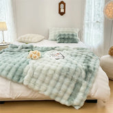 Hooux Modern Simple Ins Gradient Rabbit Fur Short Fleece Casual Cover Blanket Light Luxury Warm Comfortable Sofa Shawl Blanket