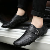 Hooux genuine Leather Men Moccasins slip on Soft Casual Loafers handmade Leisure shoes Breathable flats Comfortable for men shoes