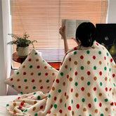 Hooux Korean Style Ins Color Wave Dot Lamb Fleece Bean Blanket Home Casual Sofa Shawl Blanket Baby Car Thickened Warm Cover Blanket