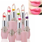Hooux 6 colors flower jelly transparent waterproof discoloration lipstick God lips temperature Discoloration lasting lipstick