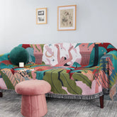 Hooux Textile City Forest Dancer Throw Blanket Two Sides Sofa Covers Trend Tassel Jungle Leaves Ins Home Decorative Tapestry 160x260cm