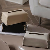 Hooux Nordic Woven Tissue Box Leather Napkin Holder Luxury Paper Case Toilet Towel Container High Quality Bedroom Desktop Decoration