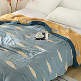 Hooux Textile City Ins Leaf Fish Comforters 5 Layer Cotton Gauze Towel Blanket Home Bed Quality Bedspread 200x230cm