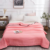 Hooux Summer Air Condition Quilt Thin Stripe Lightweight Comforter Full Queen Breathable Sofa Office Bed Travel Quilts Throw Blanket