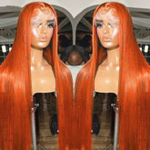 Hooux Orange Ginger 13x4 13x6 Hd Lace Frontal Wig Bone Straight Lace Front Wig Pre Plucked Highlight Colored Human Hair Wigs For Women