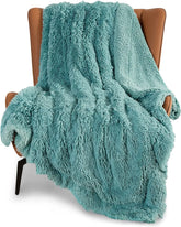 Hooux Faux Fur Throw Blanket Sage Green Fuzzy Fluffy and Shaggy Faux Fur Soft and Thick Sherpa Tie-dye Throw Blankets for Couch, Sofa,
